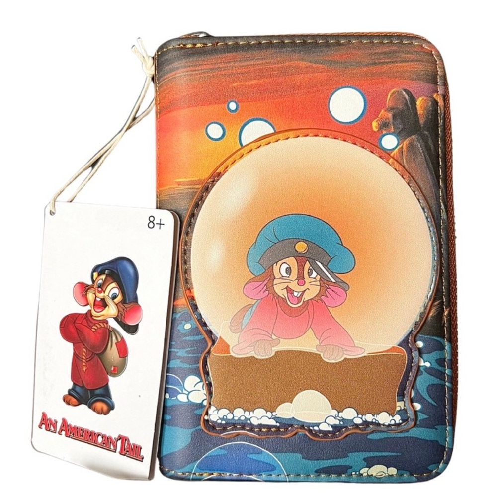 🆕 LOUNGEFLY AN AMERICAN TAIL FIEVEL BUBBLES ZIP AROUND WALLET